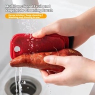 Flexible 2-in-1 Kitchen Cleaning Brush with Scraper & Crevice Tool, Double-Sided Silicone Fruit Brus