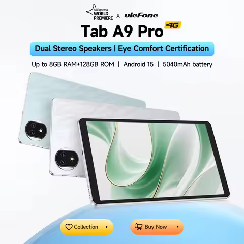 【2025 New】Ulefone Tab A9 Pro 4G Tablet MTK Helio G91 RAM(8+8) 128GB ROM Android 15 5040mAh Dual Ster