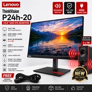 Lenovo ThinkVision P24h-20 24” QHD IPS Monitor USB-C HDMI DP LAN Built-in Speakers Height Adjustable