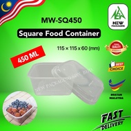 MW-SQ450 Square Plastic Microwave Food Container with Lids 450ML [10/50 Sets] - Bekas Makanan Petak