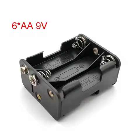 6*AA 9V Plastic Battery Double Side Spring Box Back-to-back with 9V Buckle AA Holder Battery Holder 