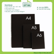 Pencil drawing book - Sketchbook - thick black cover (140gsm white paper) for watercolor, acrylic, n