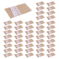 300 Pcs Natural Cutlery Knives and Forks Cutlery Set Silverware Bag Holder Burlap 21x11cm