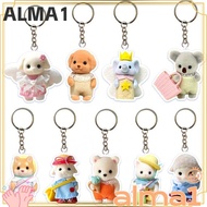 ALMA Sylvanian Families Doll Keychain, Acrylic Forest Family Poodle Doll Keyrings, Funny Cute Animal