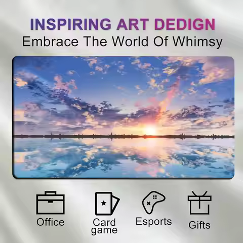 Serene Twilight Lake XXL Desk Pad Anime Aesthetic Dreamy Pastel Sunset Sky Cloud Reflections On Calm