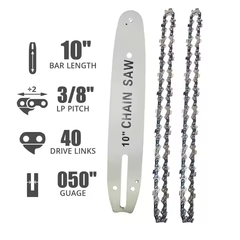 10 Inch Chainsaw Guide Bar Chain Combo Replacement Chain for WORX WG309 Sun Joe SWJ803E SWJ807E - 3/