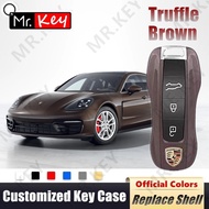 【Mr.Key】Porsche Colored Trulle Brown Key Housing For Porsche Panamera Taycan Cayenne Carrera Macan 9