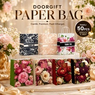 [50pcs] Floral Love Thank You Printed Paper Bag Thick Material💪 Doorgift Bag, Goodies Bag, Wedding B