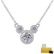 With Gra Certificate- Pt950 Platinum Moissanite Pendant Cute Mickey Necklace White Diamond Clavicle 