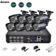 Azishn H.265x 8ch 5mp Video Ahd Camera System 2/4/6/8 Pcs Outdoor Ai Motion Detection Hd 5.0mp Ahd C