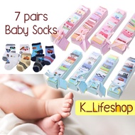 K_lifeshop Infant 7 pairs Baby Sock Gift Set Newborn Baby Girl/Boy Cotton Cartoon Pattern Design Baby Socks 0-6months