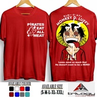 ONE PIECE ANIME T-SHIRT D.LUFFY PIRATES EAT ALL MEAT - RED - S