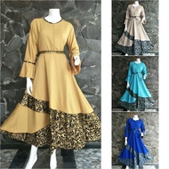 Gamis polos kombinasi batik