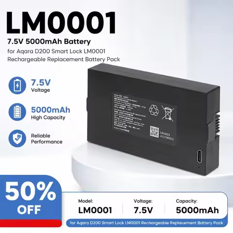 7.5V 5000mAh Battery for Aqara D200 Smart Lock LM0001 Rechargeable Replacement Battery Pack