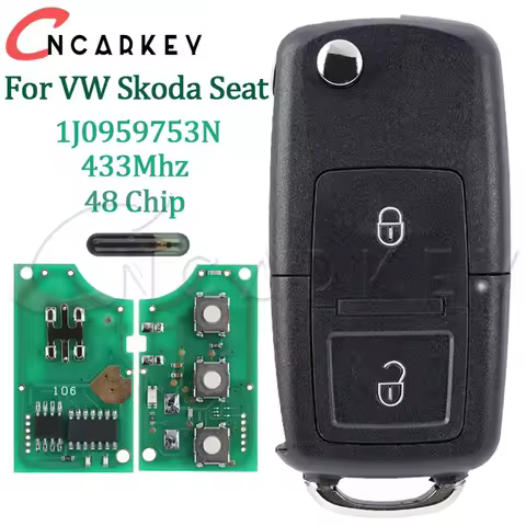 Folding Remote Car Key For VOLKSWAGEN VW Beetle Bora Golf SEAT Toledo SKODA Octavia 1J0959753N 433Mh