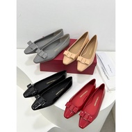 Salvatore Ferragamo Women's Bow Detail Patent Leather Square Toe High Heels