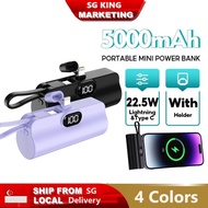 [SG SELLER] Upgraded LED Display Mini Capsule Portable Powerbank 5000mAh Power Bank Fast Charging External Pocket