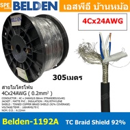 [ 305เมตร ] Belden 1192A สายสัญญาณ Belden 4Conductor 4Cx24AWG 0.2 sq.mm Microphone Cable 4C Braid Sh