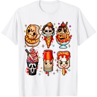 Amber's Kids and Adults 24s Unisex Horror Movies Summer Popsicle Halloween Ice Cream Summerween T-Sh