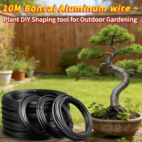 10m Aluminium Bonsai Training Wire; Plant DIY Shaping Accessories, 1-3mm Black Size for Garden and P