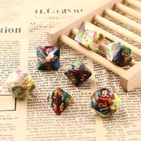 Polyhedral 7-Dice Two-Tone Swirl-DND Dice Set for RPG/MTG D4 D6 D8 D10 D% D12 D20 Dice Games 7pcs/se