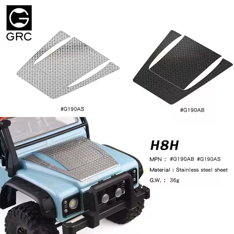 GRC H8H Accessories Defender Hood Decorative Sheet A Simulation Car Shell Metal Sheet Stainless Stee