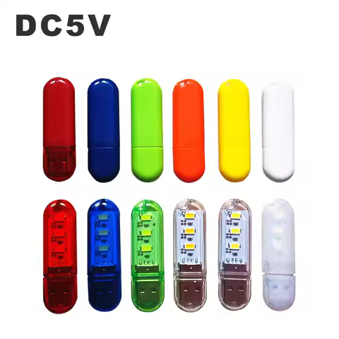 LED USB Night Light Portable U Disk Lamp 3LEDs 1.5W Reading Lamps Colorful Mini Book Lights DC5V Pow