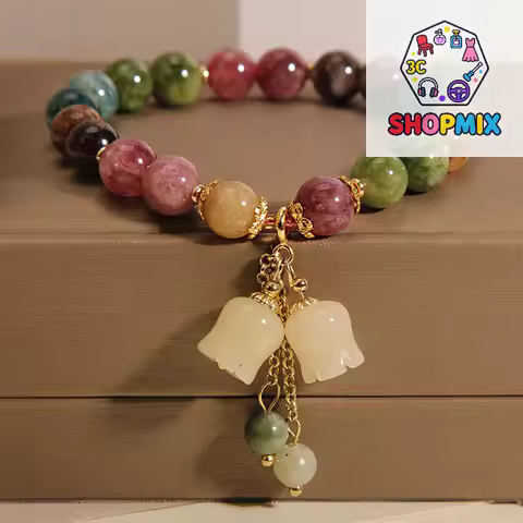 Fashion Crystal Bracelets For Women Girls Light Luxury Orchid Pendant Beaded Bracelet Birthday Party