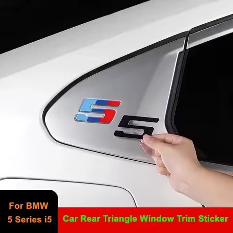 Sport Edition Rear Triangle Window Number 5 Logo Acrylic Badge Decal Sticker For BMW 5 Series i5 G60