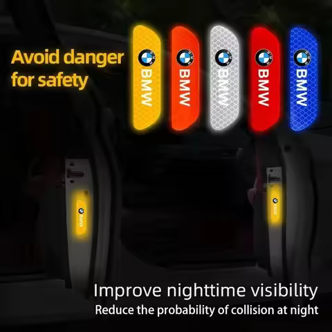 4Pcs Car Door Sticker Safety Warning Reflective Mark For E60 E90 E81 E87 F01 F07 F10 F22 F23 F30 F32