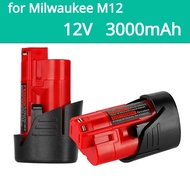 For Milwaukee Battery3Ah Compatible with Milwaukee12V M12XC48-11-2410 48-11-2420 48-11-2411 12-Volt 