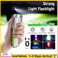 🔥Flashlight 520A Zooming Rechargeable Flashlight Lampu Suluh LED Torch Light Super Bright Touchlight