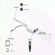 2 in 1 Type C Mac OTG Ethernet USB Adapter for Lightning to RJ45 Port Network Ethernet for lPhone io