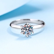 X-046N 925 Sterling Silver Women Simple Style Ring, 1 Carat/2 Carat/3 Carat (Including Certificate),