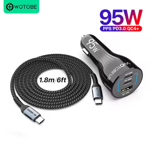 3-port 95W USB C Car Charger,PPS/PD 65W/45W/30W/20W QC3.0 18W for xiaomi HUAWEI TYPE C laptop tablet