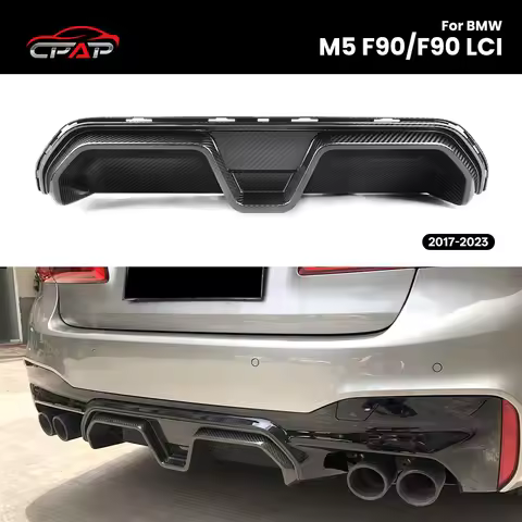 Real Dry Carbon Fiber Rear Diffuser Lip Bumper Splitter For BMW M5 F90/F90 LCI CS Style 2017-2023 Wi