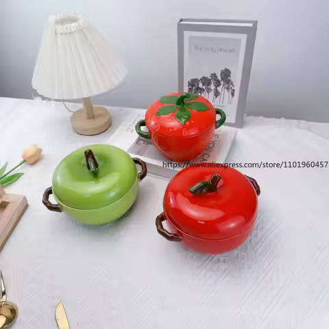 Hand-painted Underglaze Ceramic Tomato Pot CreativeTomato Binaural Cute Small Milk Pot Anti-scalding