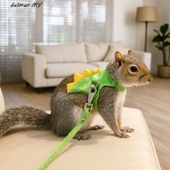 DELMER Ferret Vest Harness, Cartoon Adjustable Pet Harness Leash, Soft Flannel with Bell Dragon Desi