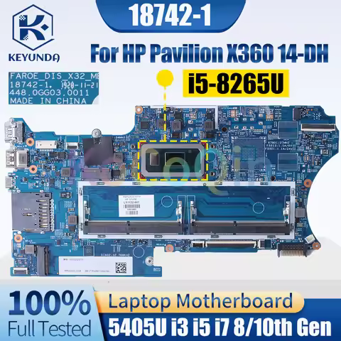 18742-1 For HP Pavilion X360 14-DH Notebook Mainboard 5405U i3 i5 i7 8/10th Gen L51138-601 Laptop Mo