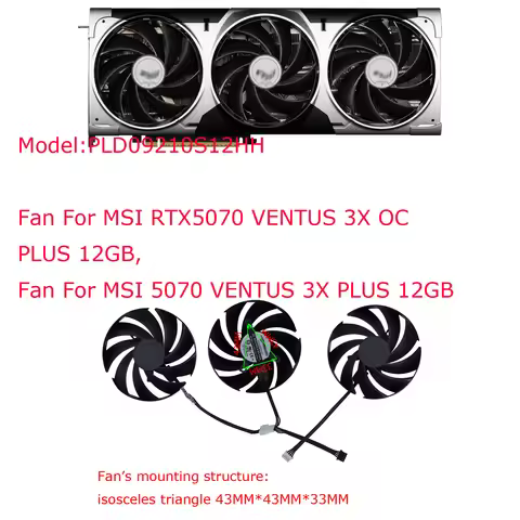 GPU Card Fan Cooler,PLD09210B/S12HH,PLA09215S12H,PLD10020B12H,For MSI 5050 5060 5060Ti 5070 5070S 50