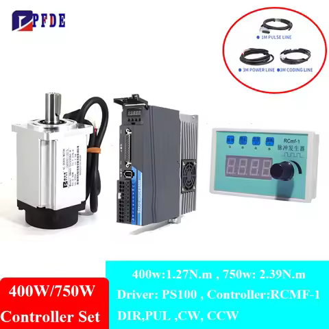17 Bit Magnetic Encoder 400w 750w Servo Motor & PS100 Driver + Pulse Generator RCMF-1 Control CW CCW