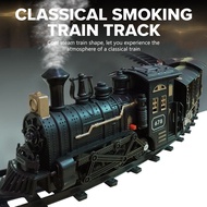 Train Track Set Classical Steam Smoking Train with Sound Children's Electric Vehicle Set Retro Model Toykids Gift