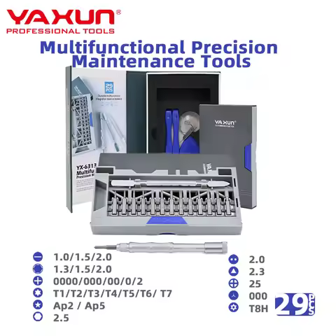 Professional 29-Piece Screwdriver Set with 104mm S2 Steel Handle & 33mm Magnetic Bits - Includes Pry