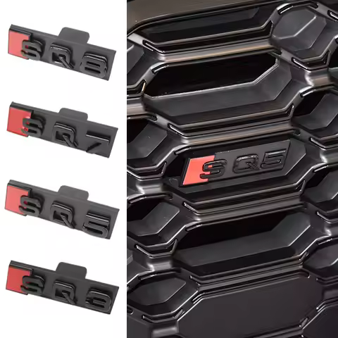 3D ABS Gloss Black Silver Front Radiator Mesh Badge Nameplate For Audi SQ8 SQ7 SQ5 SQ3 Motorsport Re