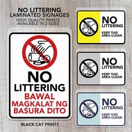 No Littering Bawal Magkalat Sign | Laminated Signage | Sign Board