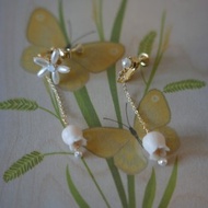 鈴蘭花朵不對稱耳環 手捏鈴蘭 獨特設計