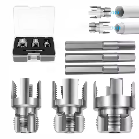 4-in-1 Pipe Thread Processing Tool Set, Suitable for Internal/External Pipe Thread Cutting of 1/2, 3