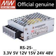 Original MEAN WELL RS-25 19W~27W Switching Power Supply  AC to 3.3V 5V 12V 15V 24V 48V DC LED Power 