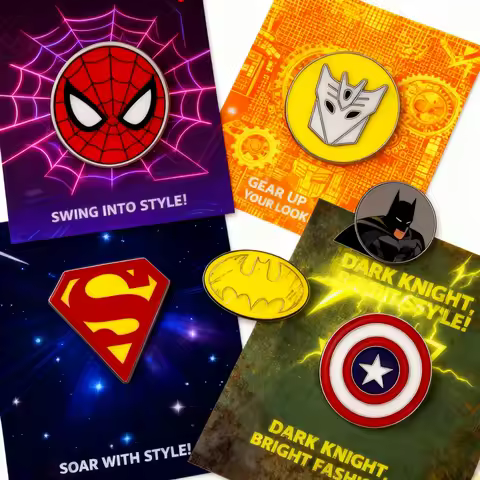 5pcs Superhero Captain America Spiderman Brooch Pins Badge Fashion Trendy Clothing Backpack Accessor