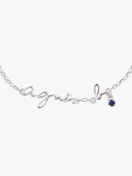Agnes b. 🇫🇷 925 sterling silver signature logo bracelet, natural blue sapphire, 18k white gold plati